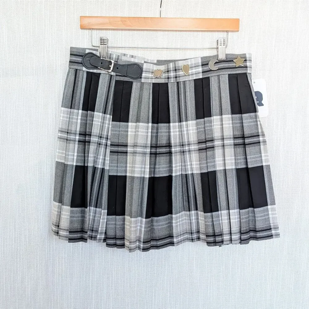 Charles Jeffrey Loverboy Tartan-print Pleated Cotton-Twill Mini Skirt, size XL